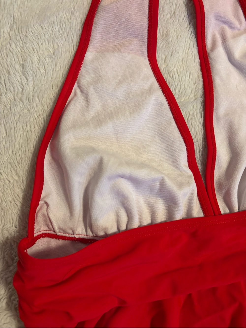 Red Ruffle Halter Bikini Top - Picture 4 of 6